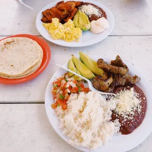 Carne Asada and traditional breakfast