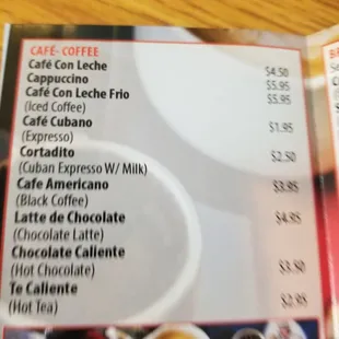 menu