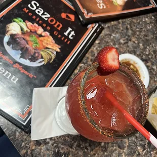 This is there strawberry margarita .