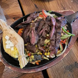 1/2 steak 1/2 veggie fajitas
