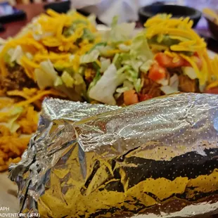 a burrito and a salad