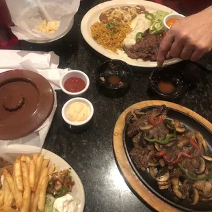 Rib Eye Steak Sizzling Fajitas Special and asada