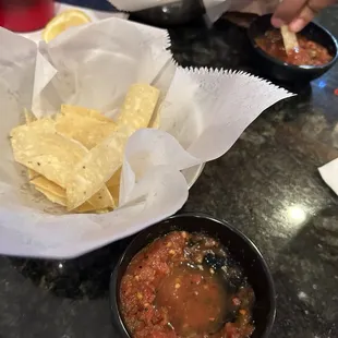 Warm and crispy chips and salsa