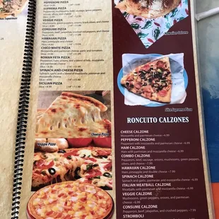 a menu for a pizza restaurant