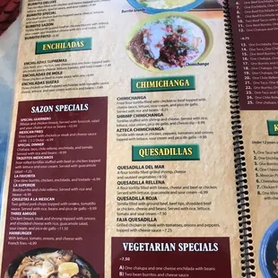 a menu for a mexican restaurant