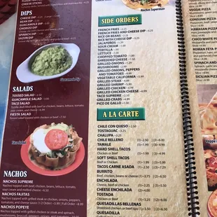 the menu of a mexican restaurant