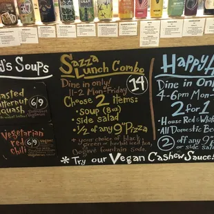 Happy Hour-Lunch-Soup menu board