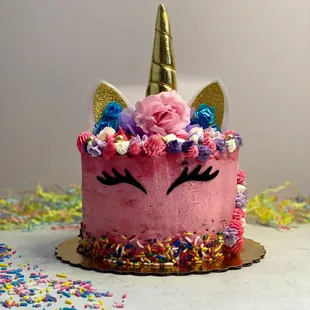 "Unicorn Strawberry Cake with Strawberry Buttercream" - 8 Inch