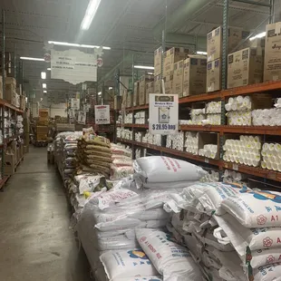 a large amount of bags of food