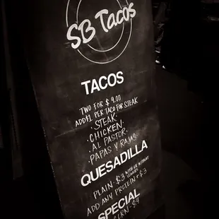 Tonight's menu at the brewery