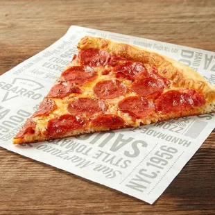 a slice of pepperoni pizza