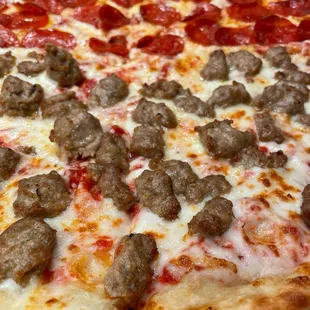 Half and half Pepperoni and Sausage
