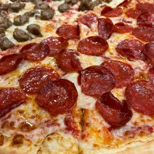 Half and half Pepperoni and Sausage
