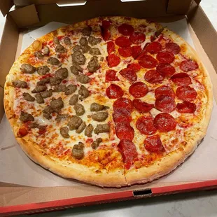Half and half Pepperoni and Sausage