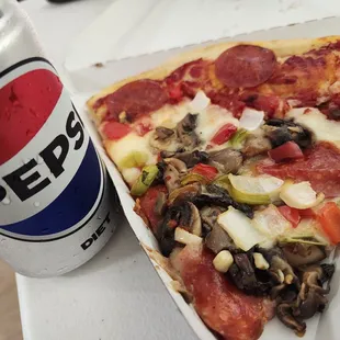1 - Diet Pepsi 1 - Slice Supreme  Total = $14.00