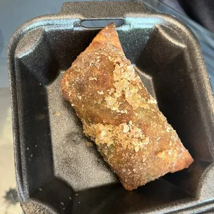 Collards/cream cheese, brisket, and raspberry chipotle -Egg roll