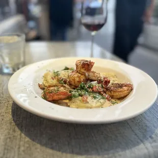 Spinach Ravioli with Blackened Shrimp