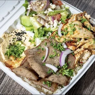 Chicken and 2. Beef Shawarma Plate
