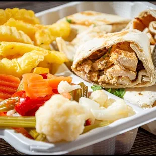  chicken burrito and fries