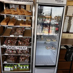 a dog treat display in a store