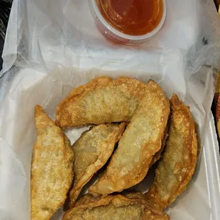Dumplings with chili sauce
