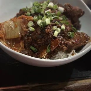 Korean Wings with rice and kimchi