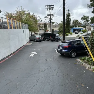 Driveway, with limited parking behind the building