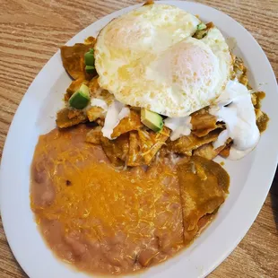 Chilequiles with added egg