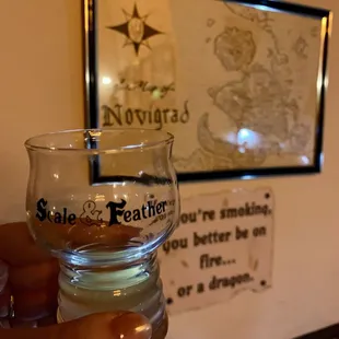 Enchanted Buckler (Coffee 11% ABV) Mead &amp; interior of Meadery