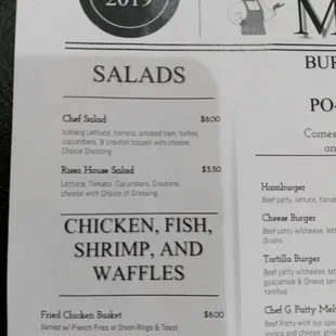 Close up part of menu.