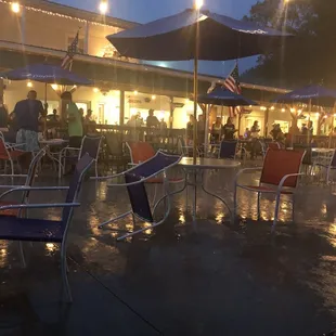 tables and umbrellas