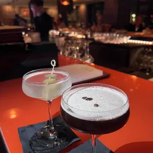 Dirty martini and Espresso martini. Well balanced