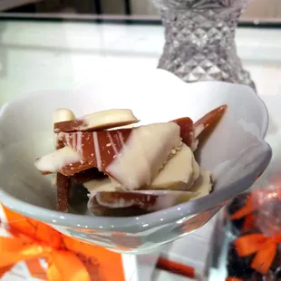 White chocolate dipped toffee