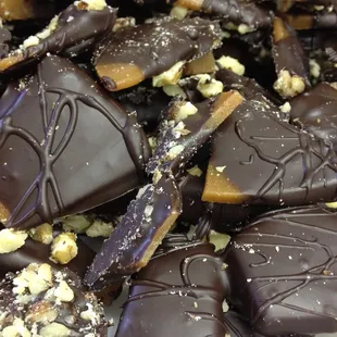 Their Belgian dark chocolate toffee.  Yuuuuum.