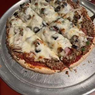 a pizza on a pan