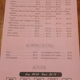menu