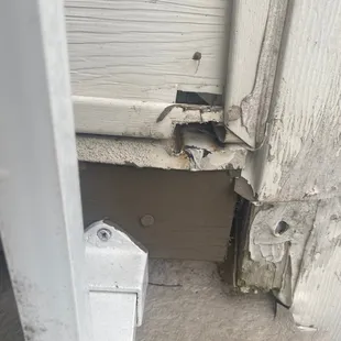 Damage on balcony near railing