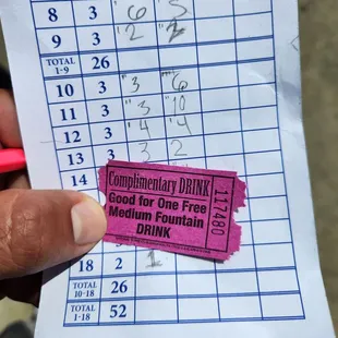 Hole in 1 on the 18th hole...got a free drink!