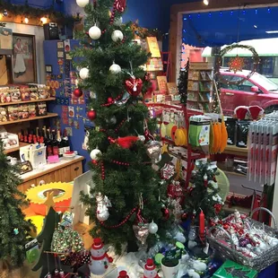 a christmas tree in a store