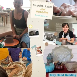 We offer ceramics classes, both hand building and wheel. Children, teens, and adult classes are available.