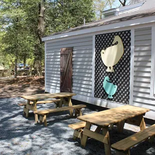 Scarborough Faire Shopping Village Outdoor Dining Area in Duck, North Carolina.