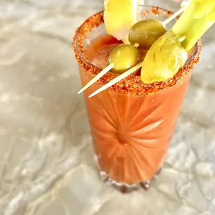 Bloody Mary. Spicy and there's some tomato juice and vodka in there too. Great cocktail!