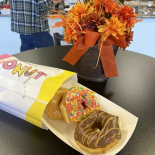 Glazed, Fruity Pebbles and Chocolate Peanut Butter Donut
