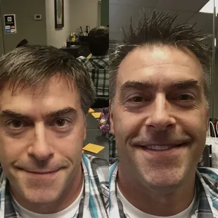 Just posting a before &amp; after selfie from Scarlett&apos;s place.