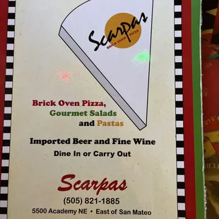 The menu