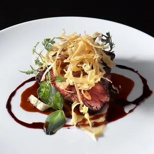 8 oz. Kobe Rib Cap with parsnip, shallot &quot;agro dolce&quot;, and pomegranate beef jus