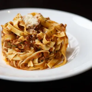 Tagliatelle Bolognese; veal, beef, pork