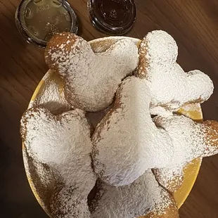 Beignets 3/$7.99 one sauce, 6/$12.99 two sauces