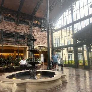 The lobby of the French quarter hotel at Disney.