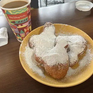 Order of 3 beignets &amp; coffee with a side of caramel! Just do it!